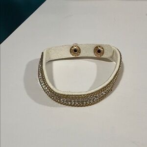 Paparazzi White and Gold Crystal Chain Wrap Bracelet